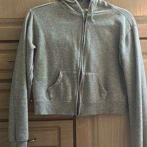 Cropped gray zip up hoodie